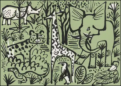 Suisse Carte postale P 235 Zoo Bâle, ESSt Basel Giraffen 16.4.1974