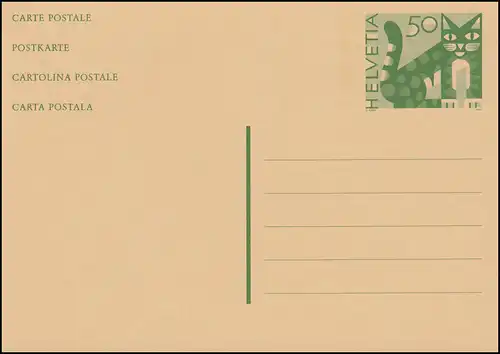 Schweiz Postkarte P 250 Standardausgabe Katze 1991, ** postfrisch