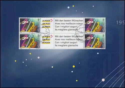 Suisse 1706 Millénaire 1999, carte de vœux PTT pour la fin de l'année