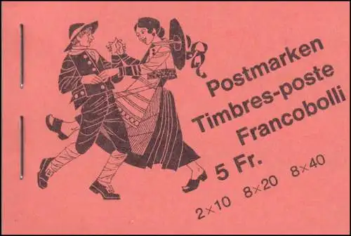 Suisse Carnet de marque 72a/i, coutumes populaires 1979 Variante de couvercle i, **