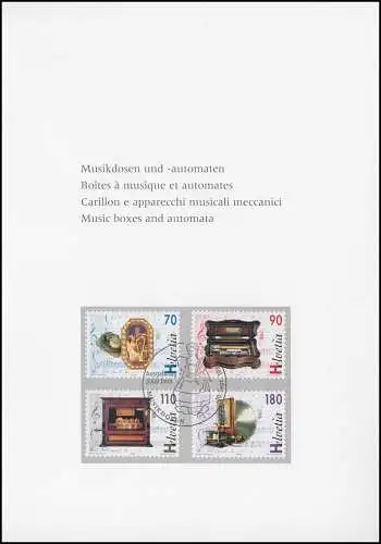 Schweiz 1585-1588 Musikdosen & -automaten 1996, PTT-Grußkarte zum Jahreswechsel