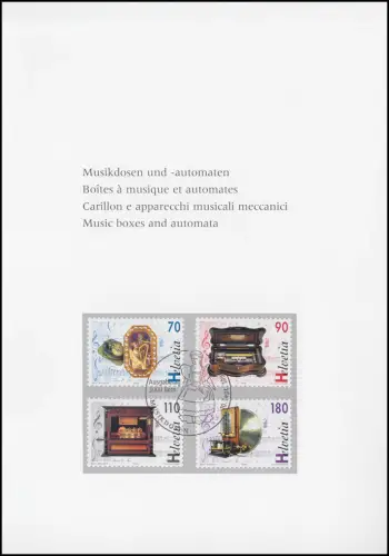 Schweiz 1585-1588 Musikdosen & -automaten 1996, PTT-Grußkarte zum Jahreswechsel