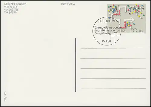 Suisse Carte postale P 248 Fête fédérale 50 (C) 1991, ET-O BERN 15.1.91