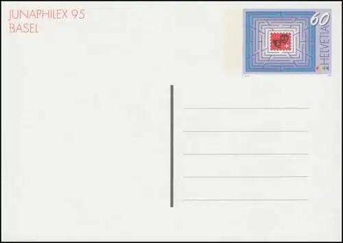 Schweiz Postkarte P 255 Ausstellung JUNAPHILEX 95 BASEL, ** postfrisch