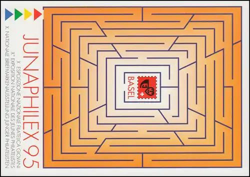 Suisse Carte postale P 255 Exposition JUNAPILEX 95 BASEL, ESSt BERN 16.5.95