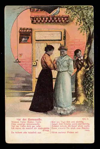 Lyrik-AK Vor der Herzenstür Gedicht Die Warnung der Verwandten, BUCHHOLZ 1907