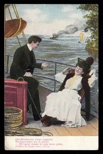 France Lyrique AK Confection d'amour sur le pont du bateau, inutilisé