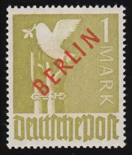 33 Rotaufdruck 1 Mark, postfrisch ** geprüft