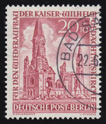 108 Eglise commémorative de Wilhelm Kaiser 20+10 Pf O tamponné