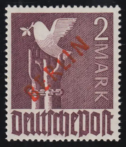 34 Rotaufdruck 2 Mark, postfrisch ** geprüft