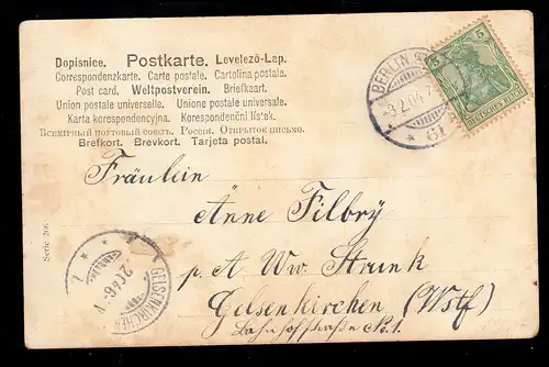 Lyrique AK couple d'amour au Steg Gedicht Sendrot souvenirs, BERLIN 62 - 3.2.1904