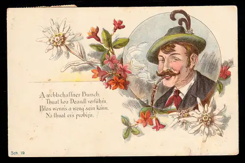 Lyrique AK homme avec pipe poème Juriste Bursch NOUVEAU RAVENSBURG 20.4.2003