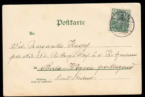 AK poétique chanson de cartes postales de A.B. Envoi de billets de banque, ZNIN 25.3.1902