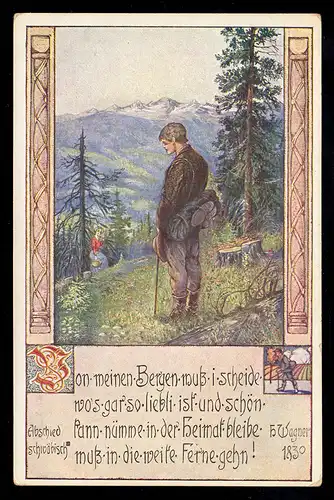 Lyrik-AK Wagner 1830: Abschied schwäbisch, ungebraucht