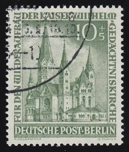 107 Eglise commémorative Kaiser-Wilhelm 10+5 Pf O tamponné