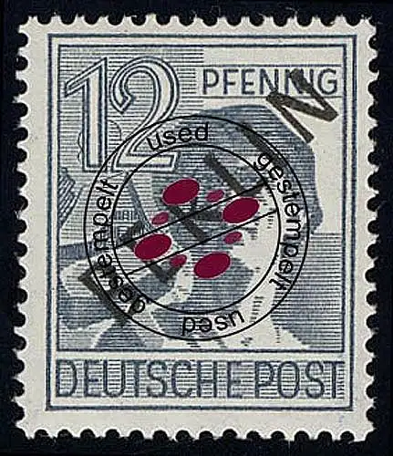 5a Schwarzaufdruck 12 Pf BLAUGRAU gestempelt O