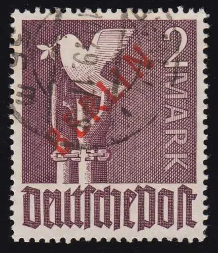 34 Rotaufdruck 2 Mark, O gestempelt