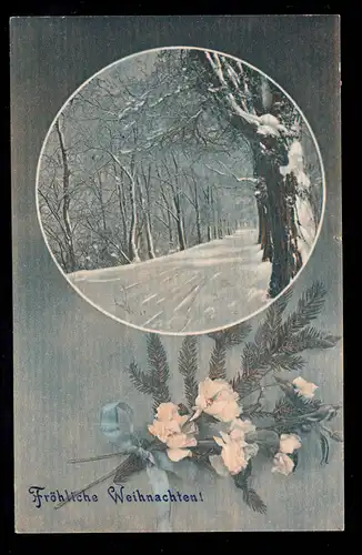 AK Noël: paysage hivernal avec avenue, EYNATTEN 24.12.1913