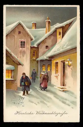 AK Weihnachten: Straßenbild - Menschen Geschenke Pakete, FÜRTH 23.12.1939
