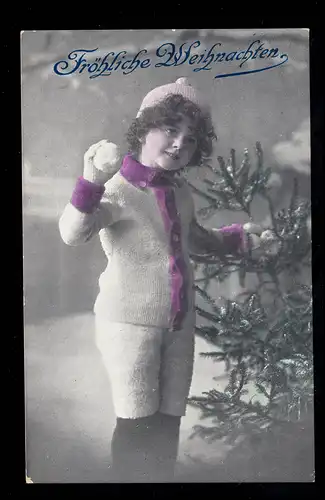 Photo AK Noël: enfant avec boules de neige, coloré, Stolzenau/WESER 24.12.14