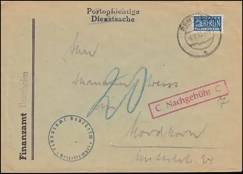 Fonction publique à charge du bureau des impôts BENTHEIM 6.2.52 timbre aptisé