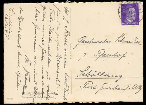 Martha Wessels AK Noël: Enfants dans la forêt avec maison, KIRCHHEIM 24.12.1942