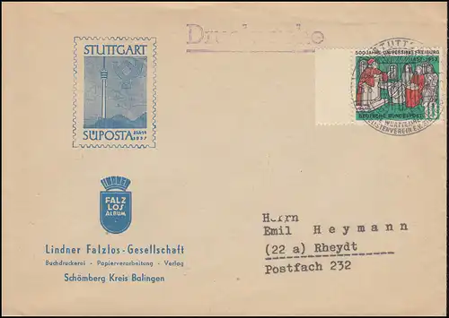 256 Uni Freiburg EF Schmuck-Drucksache SÜPOSTA passender SSt STUTTGART 23.8.1957