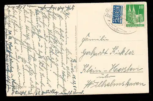 AK Noël: Le Christ dans la couronne de bougies Poème de Martin Luther, Post de chemin de fer 1951