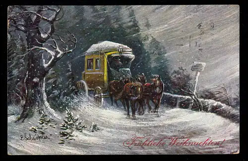 AK Noël: Paysage hivernal Carceau dans la tempête de neige, METZ 20.12.1912
