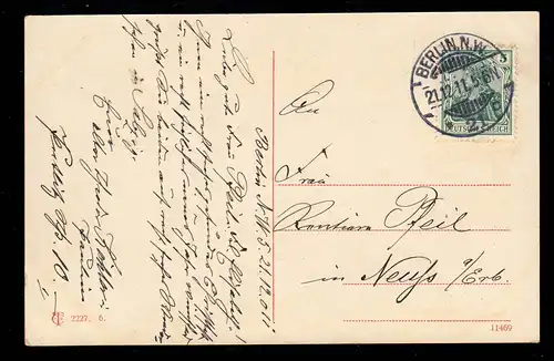 AK Noël: Branche de sapin avec des cônes pour paysage BERLIN 21 c 21.12.1911