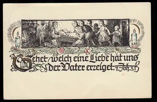 AK Noël: Christ avec les enfants anges Psaume 1 Jean 3,1. OLDENBURG 24.12.1333