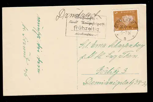 Photo AK Noël: femme souriante avec chapeau et branches de sapin GÖRLITZ 24.12.31