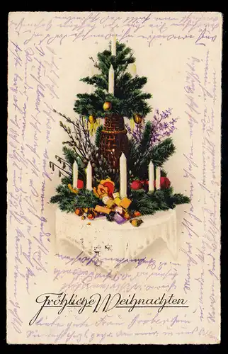 AK Noël: sapin orné avec bougies et pâtisseries, BERLIN 19.2.1933