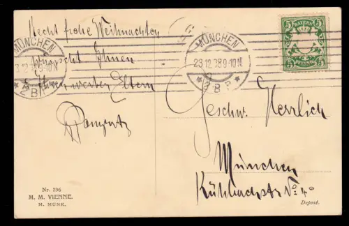 AK Noël: Paysage hivernal Station de nourriture Hirsch et Rehe MUNICH 23.12.1908