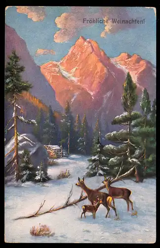 AK Noël: Montagnes et cerfs d'hiver, inutilisé