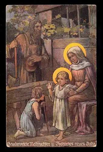 AK Weihnachten: Heilige Familie mit Christus und Kind, BINGEN (RHEIN) 25.12.1911