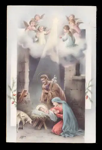 Italie AK Noël: scène de crèche avec des anges, CALDARO ... KALTER 20.12.1949