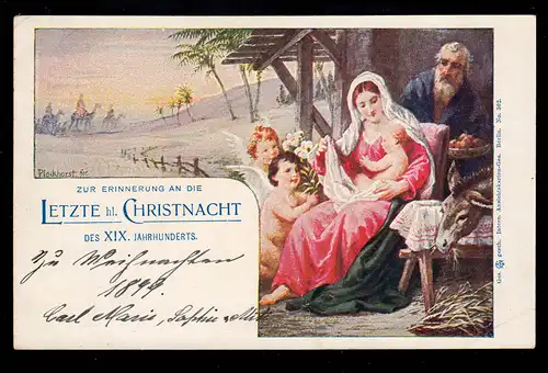AK Noël: scène de la crèche - La dernière nuit de Noël du 19ème siècle.