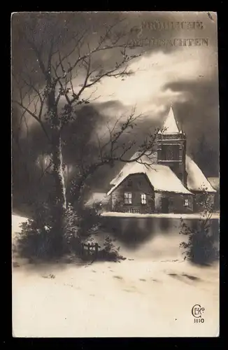 AK Weihnachten: Landschaftsbild mit Kirche bei Nacht, OLSBERG 1930