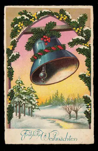 AK Weihnachten: Geschmückte Glocke im Winter WILHELMSHAVEN-RÜSTRINGEN 24.12.1934