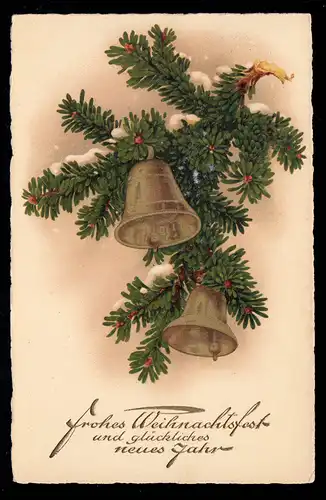 AK Noël: Deux cloches sur le rameau du sapin, par voie ferroviaire 22.12.1931
