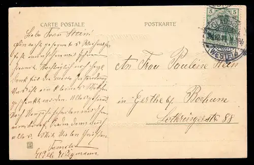 AK Noël: Bijoux de sapin oiseau de Noël, GLADBECK 24.12.1911