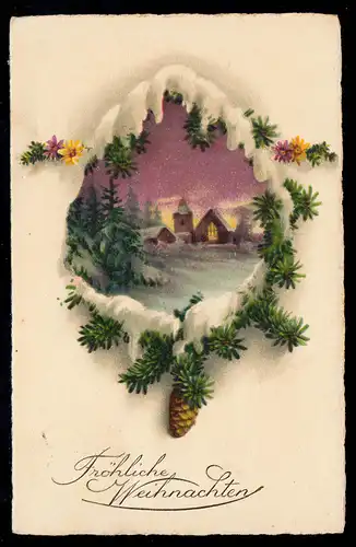 AK Noël: Paysage Eglise Tannenbiblioval, OELSNITZ/SACHS. 23.12.25