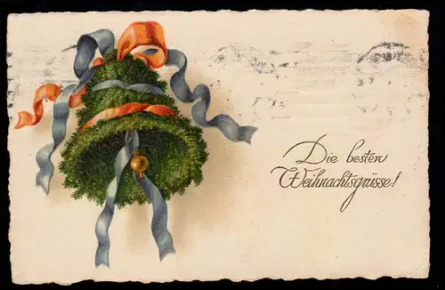 AK Noël: Belle cloche boucles Branches de sapin, HAMBURG 25.12.1923