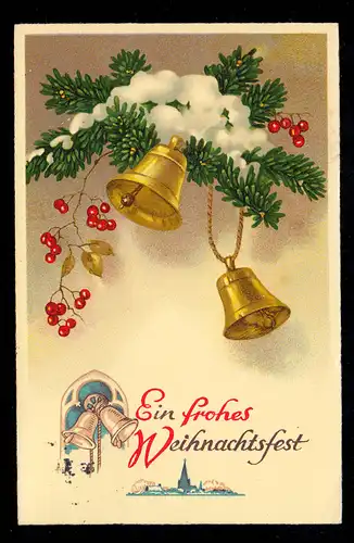 AK Noël: cloches avec branches de sapins et baies, OSNABRÜCK 23.12.39