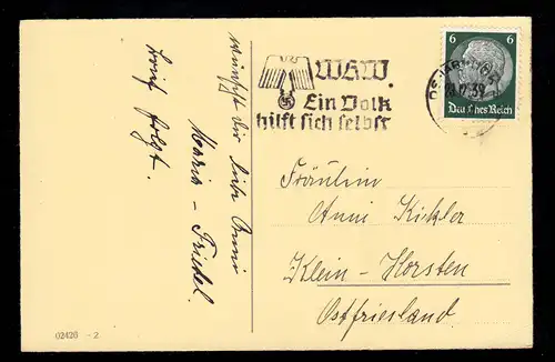 AK Noël: cloches avec branches de sapins et baies, OSNABRÜCK 23.12.39