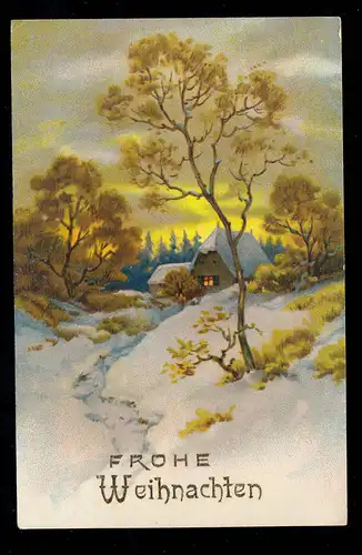 Autriche AK Noël: paysage hivernal avec maison et rivière, LInz 22.12.28
