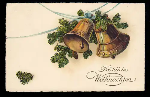 AK Weihnachten: Zwei Glocken mit Tannenzweigen, MINGOLSHEIM 28.12.1926