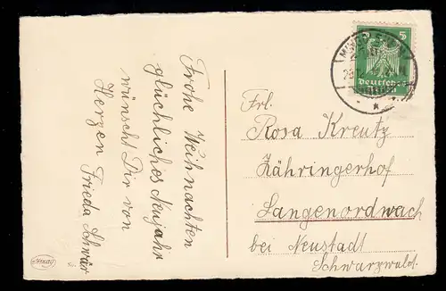 AK Noël: Deux cloches avec branches de sapin, MINGOLSHEIM 28.12.1926