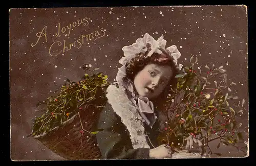 Großbritannien AK Weihnachten: Mädchen Korb Beerenzweige, LONDON 2212.1906